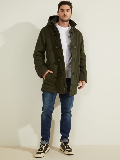 Duffle-coat En Coton Vert Guess