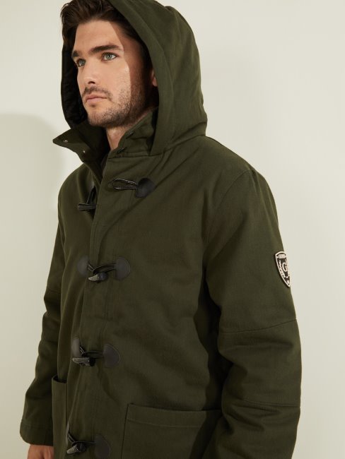 Duffle-coat En Coton Vert Guess