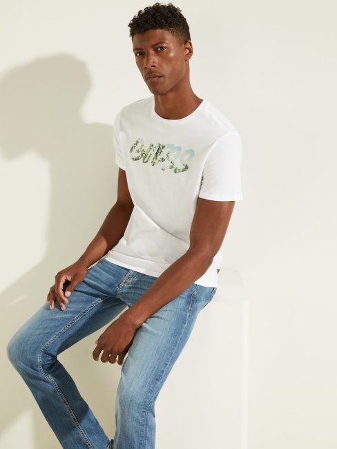 Tee Shirt Blanc Logo Devant Guess