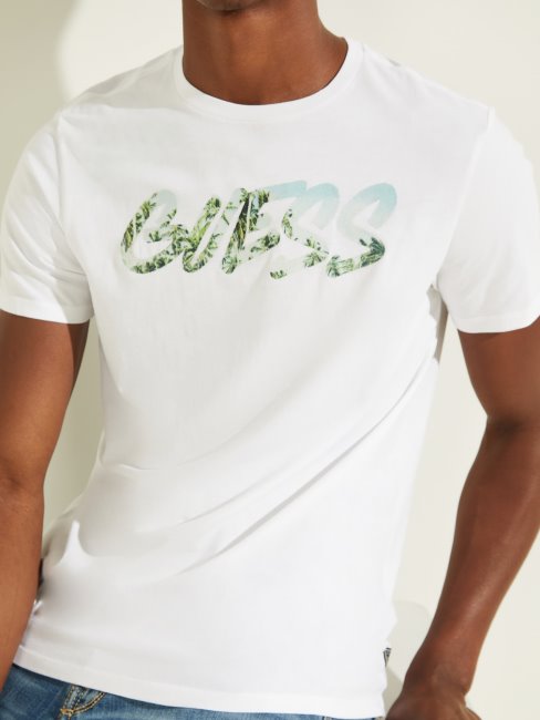 Tee Shirt Blanc Logo Devant Guess