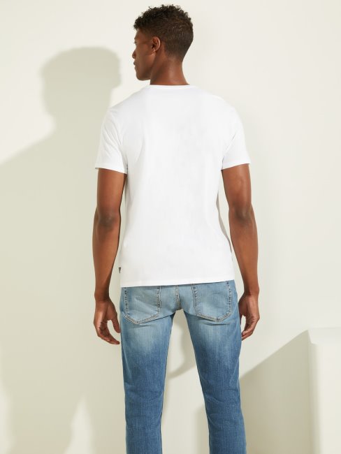 Tee Shirt Blanc Logo Devant Guess