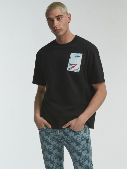 T-shirt Imprimé Guess Noir Nouvelle Tendance