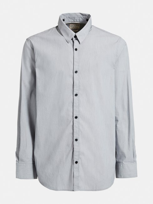 Chemise Guess Col Italien Rayée Gris Clair