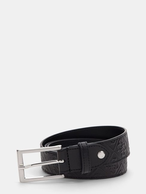 Escape Ceinture En Cuir Véritable Noir Guess