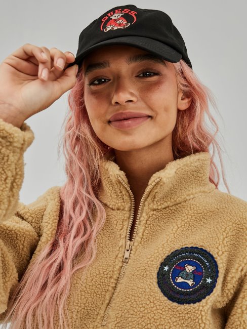 Casquette De Baseball Noire à Logo Sur Le Devant