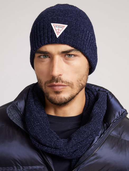 Coffret Guess Logo écharpe Et Bonnet Bleu