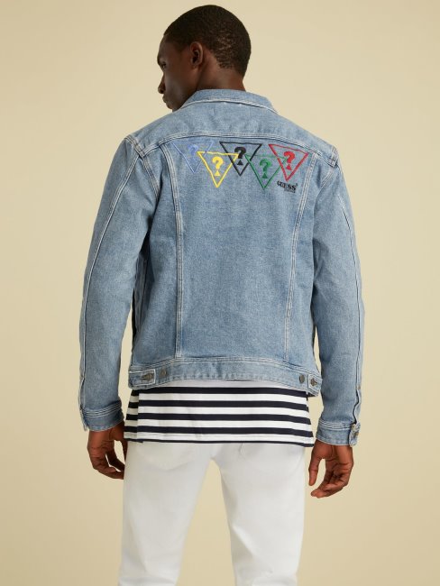 Veste En Jean Bleu Clair Guess Logo Multicolore