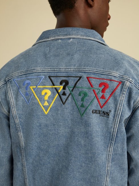 Veste En Jean Bleu Clair Guess Logo Multicolore