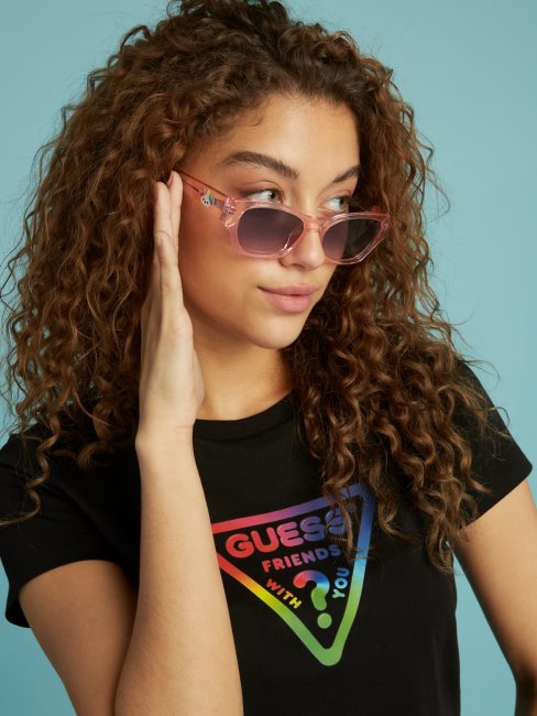 Guess Lunettes De Soleil Rectangulaires Modèle Rose