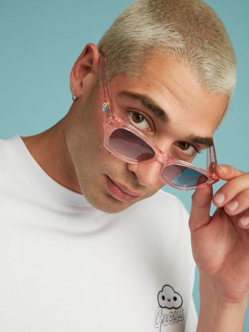 Guess Lunettes De Soleil Rectangulaires Modèle Rose