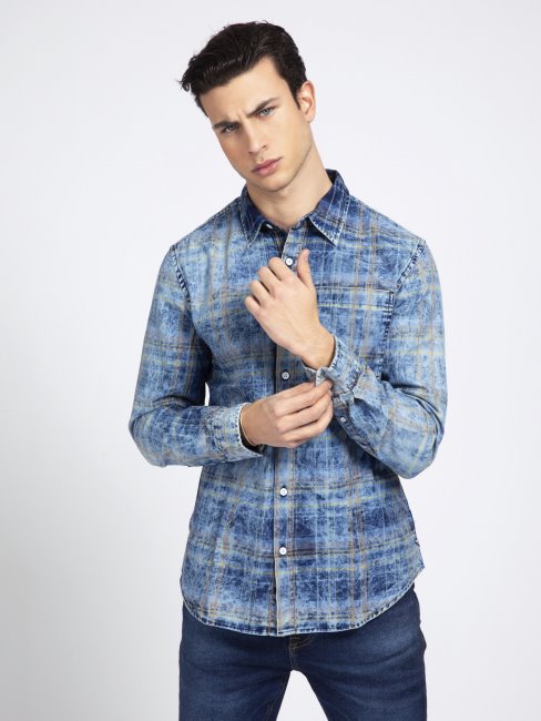 Chemise à Carreaux Guess Bleu Multi