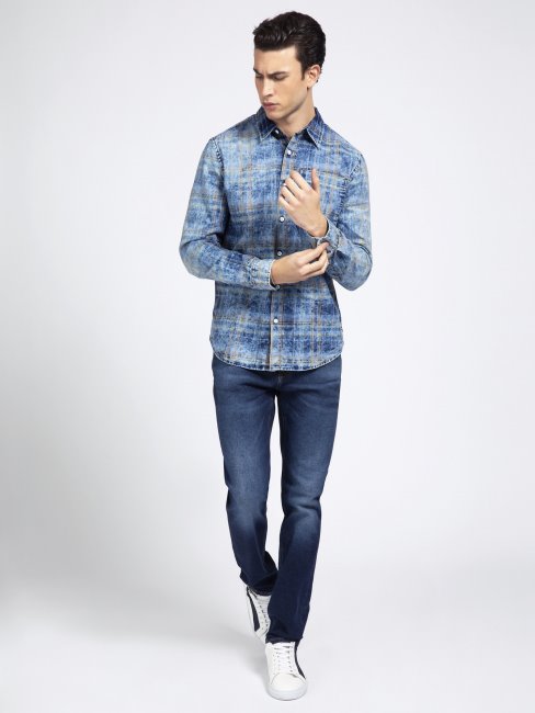 Chemise à Carreaux Guess Bleu Multi