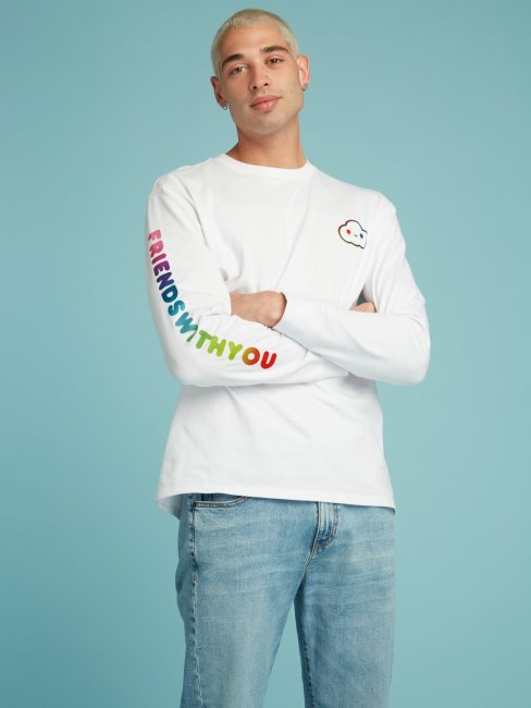 Tee Shirt Guess Blanc Imprimé Placé