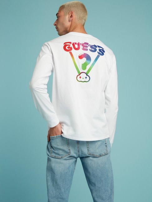 Tee Shirt Guess Blanc Imprimé Placé