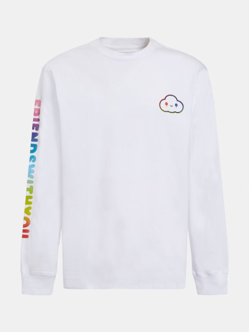 Tee Shirt Guess Blanc Imprimé Placé