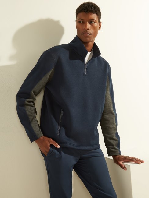 Sweat Zippé Guess Bleu Nouvelle Tendance