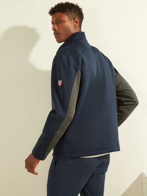 Sweat Zippé Guess Bleu Nouvelle Tendance