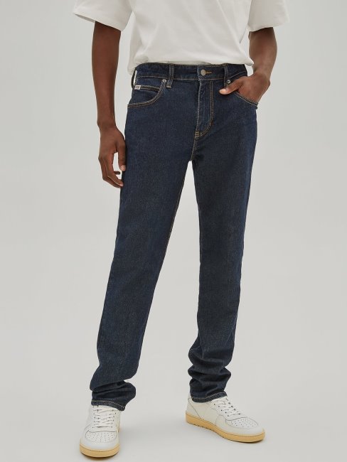 Guess Pantalon En Denim Coupe Slim Bleu Foncé