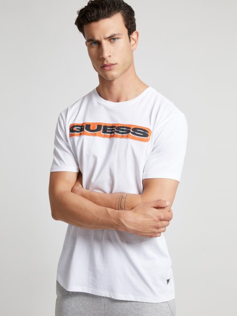 Tee Shirt Logo Devant Blanc Guess Nouvelle Tendance