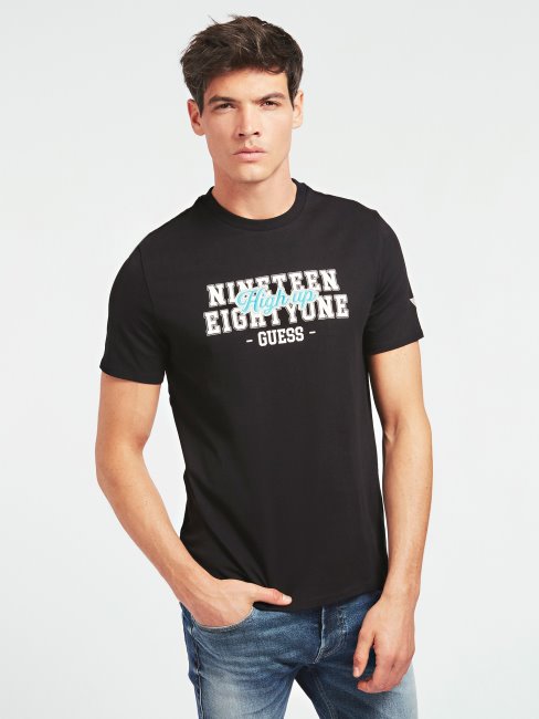 T-shirt Logo Devant En Coton Guess Noir
