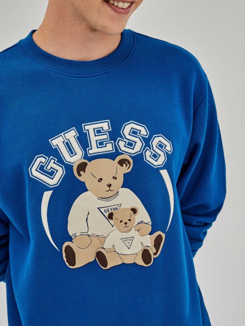 Guess Sweat à Logo Sur Le Devant Bleu
