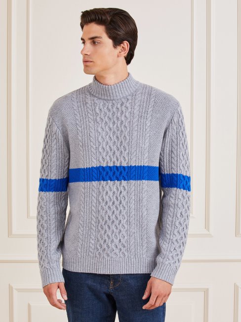 Pull En Cachemire Mélangé Gris Multi Marciano Guess