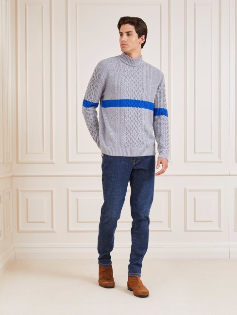 Pull En Cachemire Mélangé Gris Multi Marciano Guess