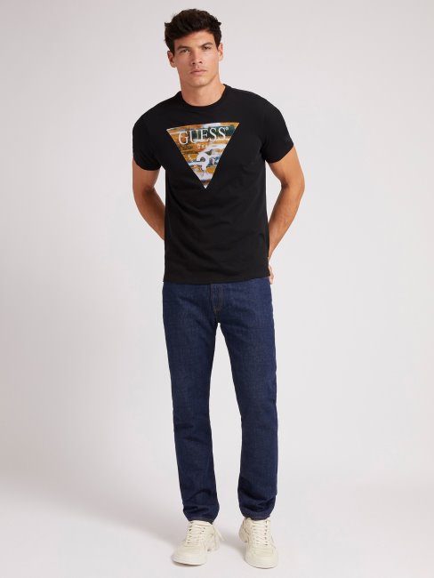 Tee Shirt Triangle Logo Noir Guess Nouvelle Tendance