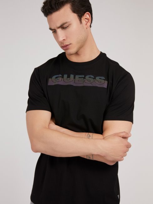 T-shirt Noir Avec Logo Sur Le Devant Nouvelle Tendance