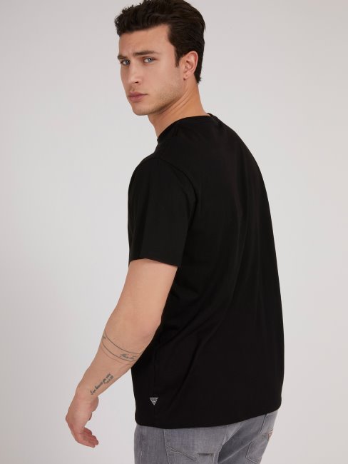 T-shirt Noir Avec Logo Sur Le Devant Nouvelle Tendance