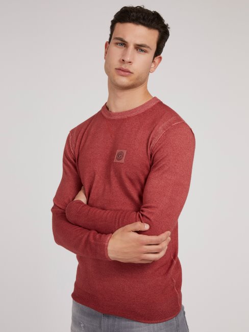 Pull En Laine Teint à Froid Rouge Guess