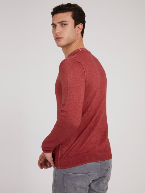 Pull En Laine Teint à Froid Rouge Guess