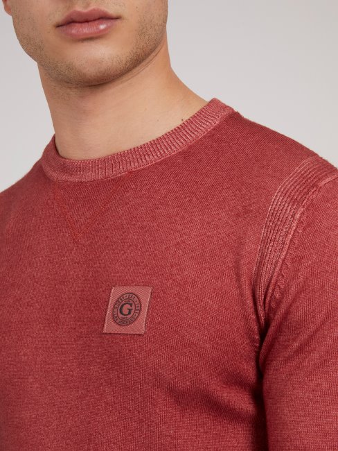 Pull En Laine Teint à Froid Rouge Guess