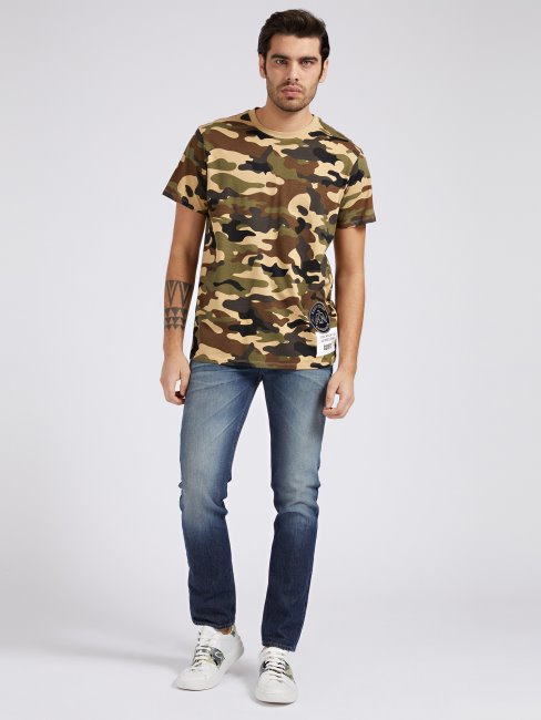 Pantalon En Denim Coupe Slim Bleu Tendance Guess