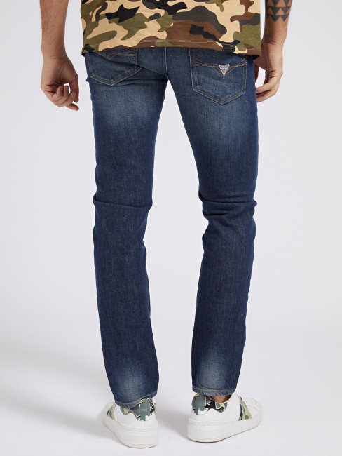 Pantalon En Denim Coupe Slim Bleu Tendance Guess