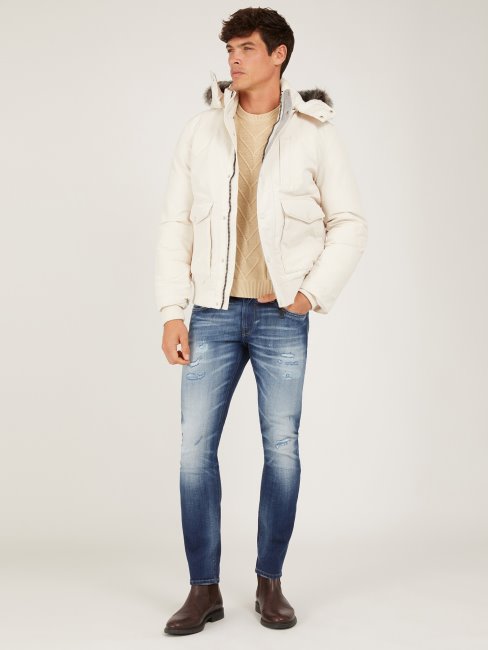 Guess Doudoune Matelassée Avec Capuche Blanc