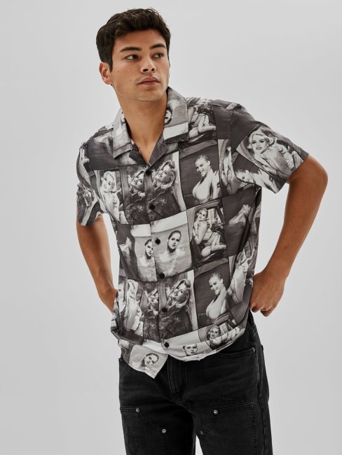 Guess Chemise Imprimée All-over Noir Multi