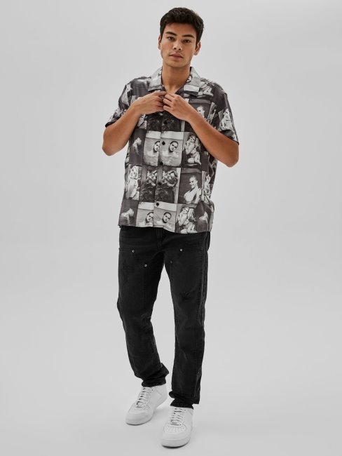 Guess Chemise Imprimée All-over Noir Multi