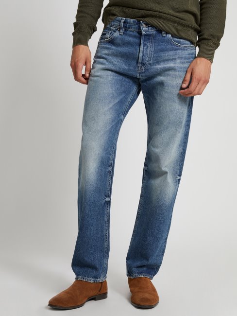 Pantalon Jean Coupe Regular Bleu Guess New Trend