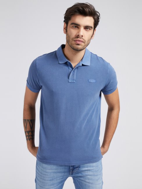 Polo Guess Bleu Avec Logo Sur Le Devant