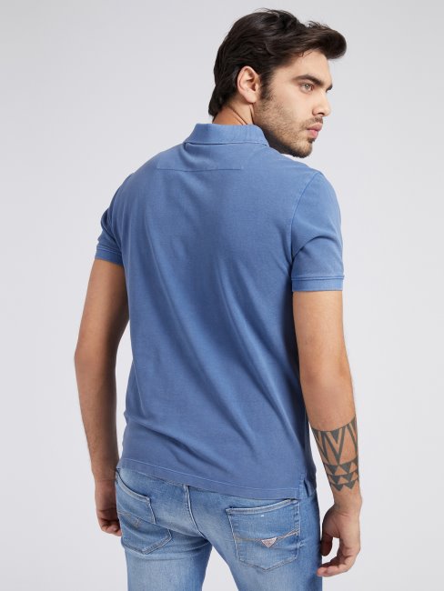 Polo Guess Bleu Avec Logo Sur Le Devant