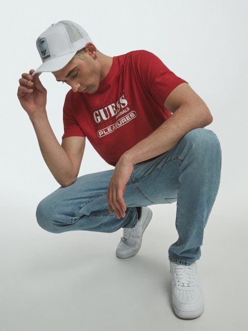 T-shirt Rouge à Logo Sur Le Devant