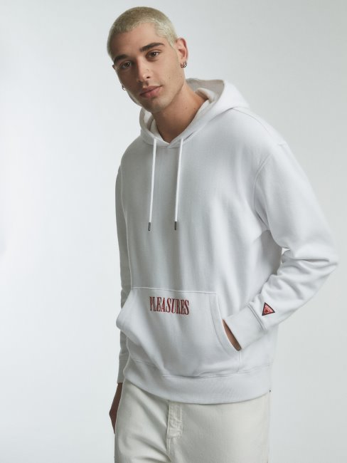 Sweat à Capuche Imprimé Placé Blanc Guess