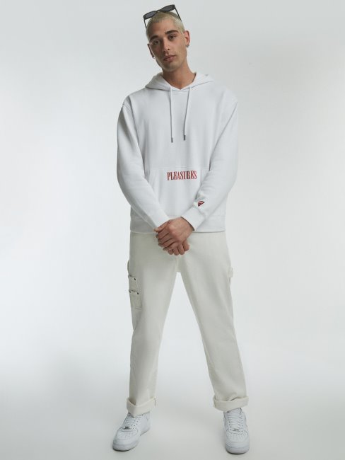 Sweat à Capuche Imprimé Placé Blanc Guess