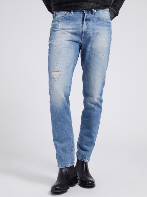 Guess Pantalon En Denim Coupe Classique Bleu Nouvelle Tendance