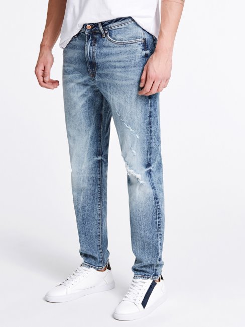 Guess Pantalon En Denim Coupe Classique Bleu Clair