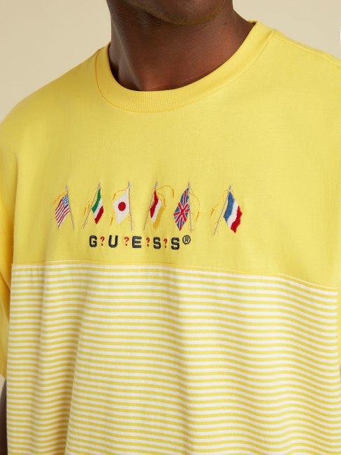T-shirt Logo Drapeau Guess Jaune Multi
