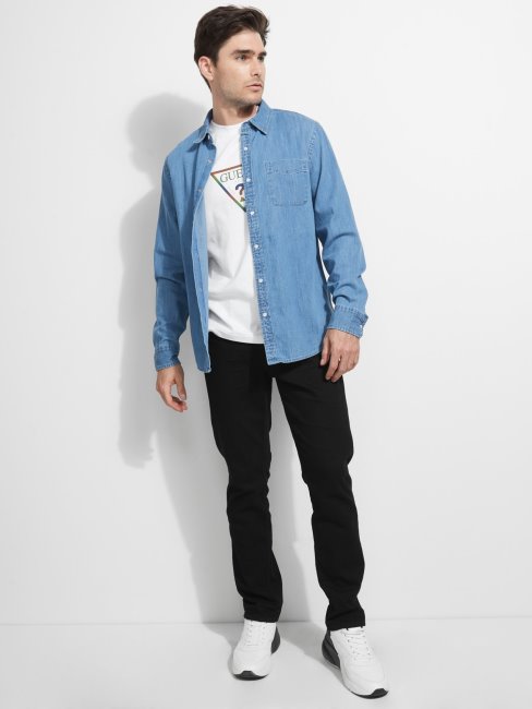 Chemise En Jean Poche Devant Guess Bleu