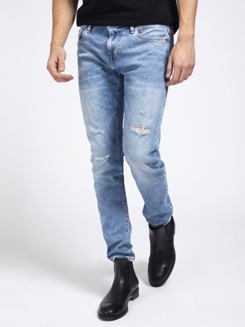 Jean Bleu Coupe Skinny Guess Bleu Abrasions