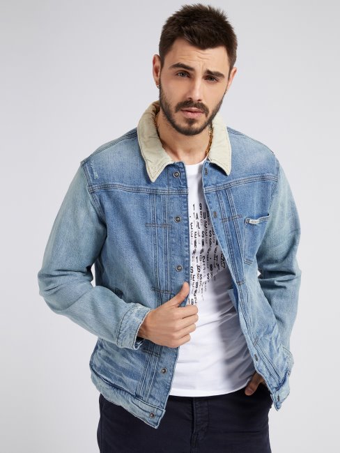 Guess Veste En Jean Coupe Décontractée Bleu